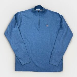 Peter Millar Crown Comfort Men’s Medium Blue 1/4 Zip Pullover‎ Golf Sweater